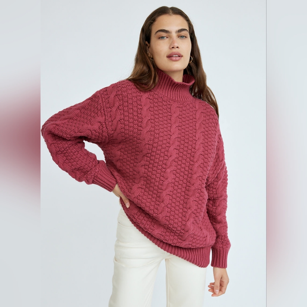 Aritzia Wilfred Gianna Merino Wool Blend Cable Knit Sweater Size S - Picture 2 of 13